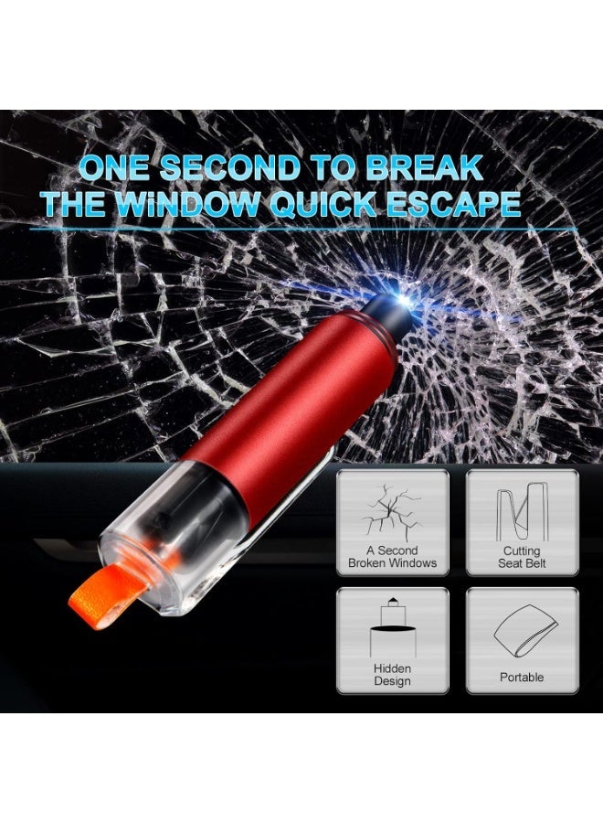 قاطع نافذة الطوارئ للسيارة مقعد حزام الأمان و قاطع الزجاج أداة الهروب من مطرقة سلامة السيارة قاطع نافذة سلاسل المفاتيح أدوات سلامة السيارات 2 قطع أحمر - Image 4